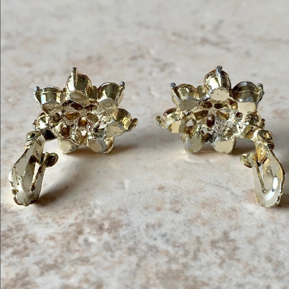 Vintage AB Rhinestone Clip On Earrings - Picture 3 of 3